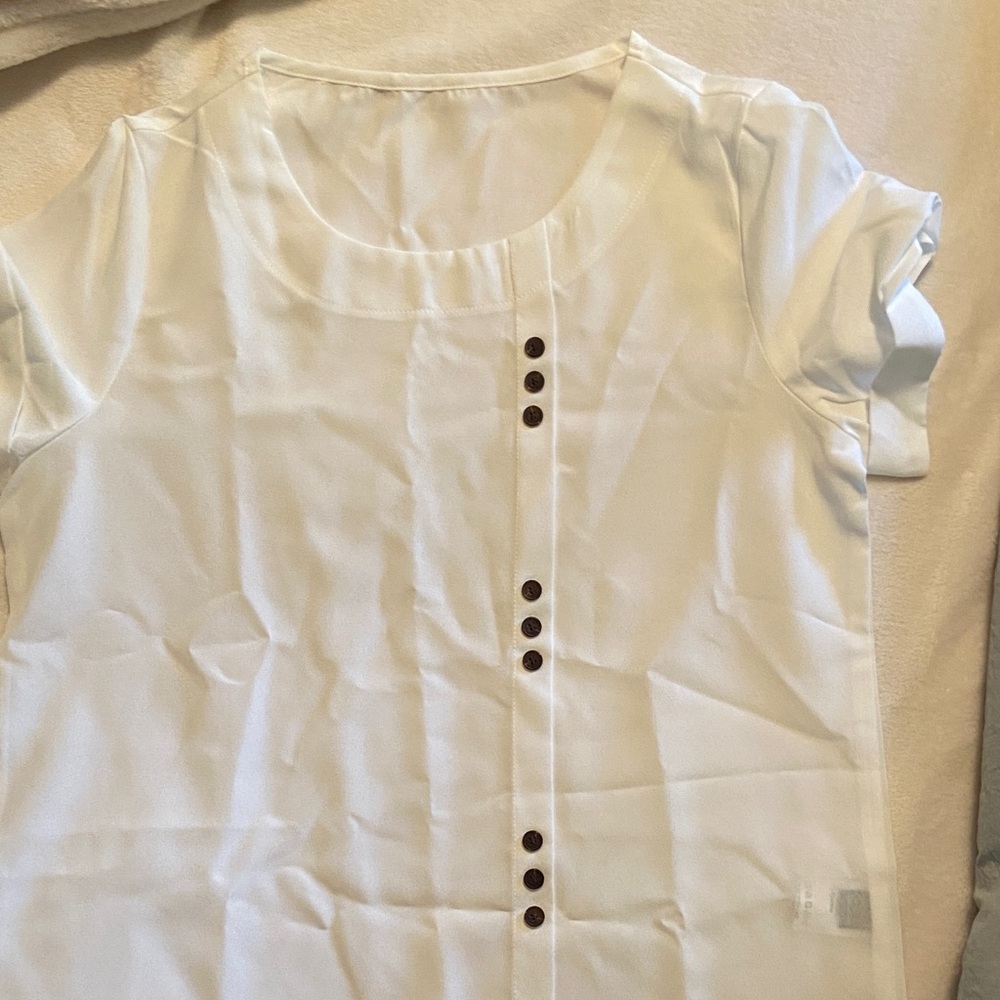 SHEIN Ivory Blouse with Button Accents